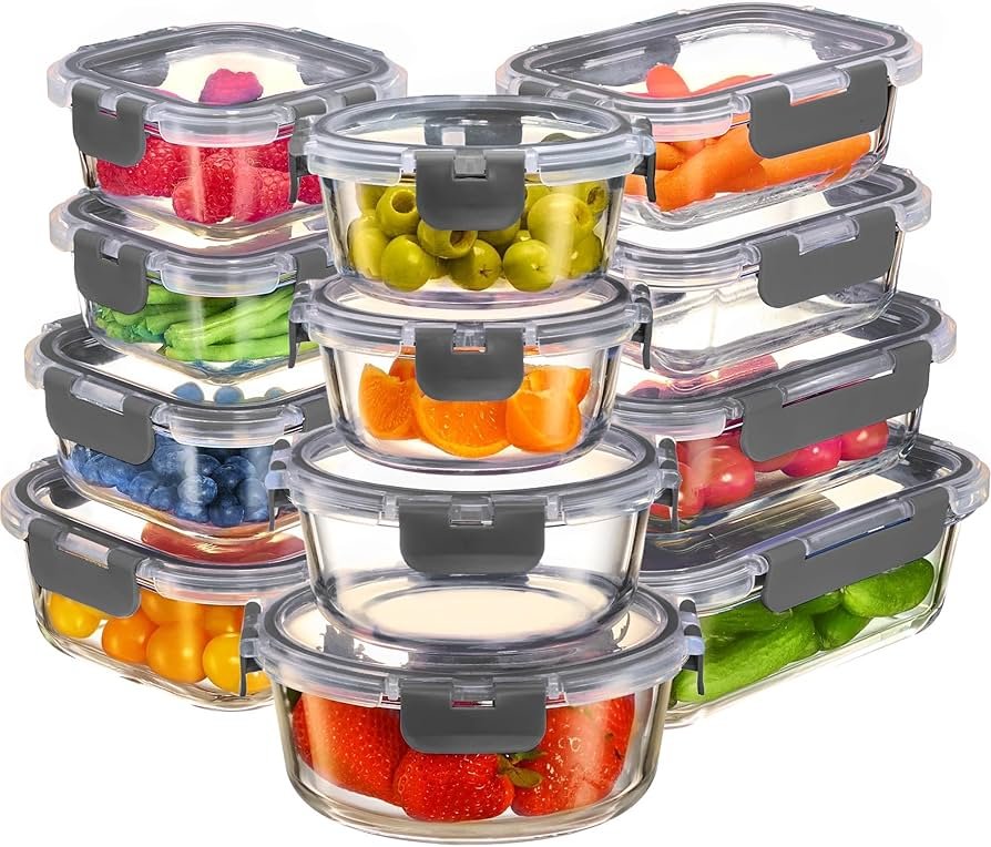 FineDine stackable glass food storage containers