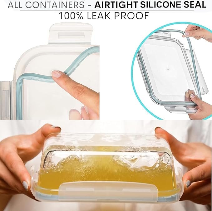 food container lid showing slight oil leak after pressure in bag