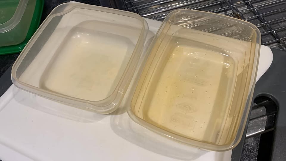 container discoloration over time