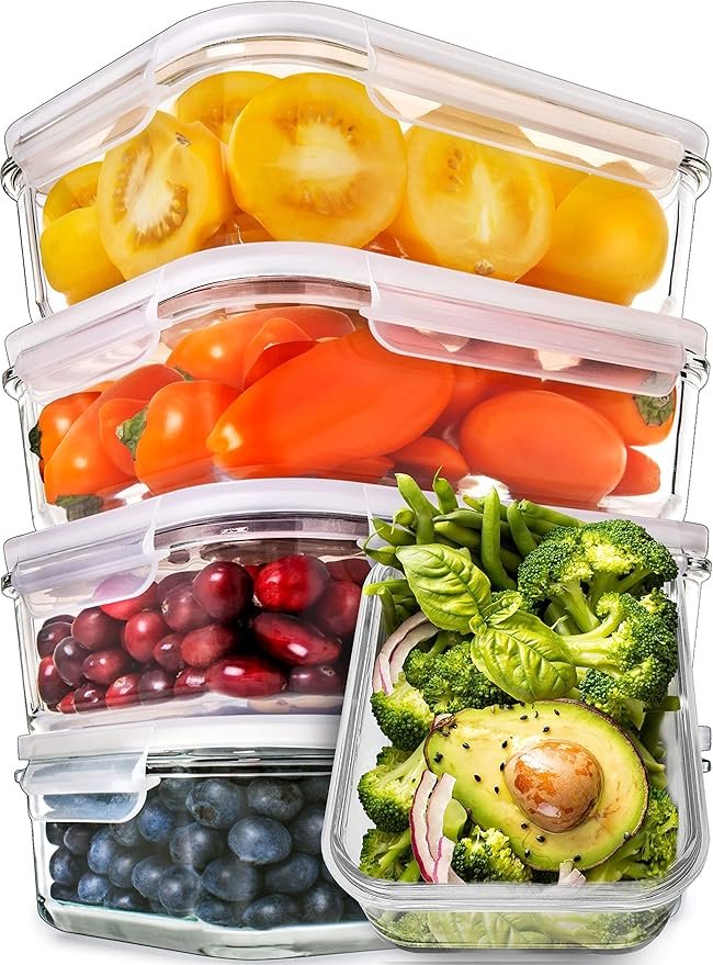 meal prep container set stacked fridge organized